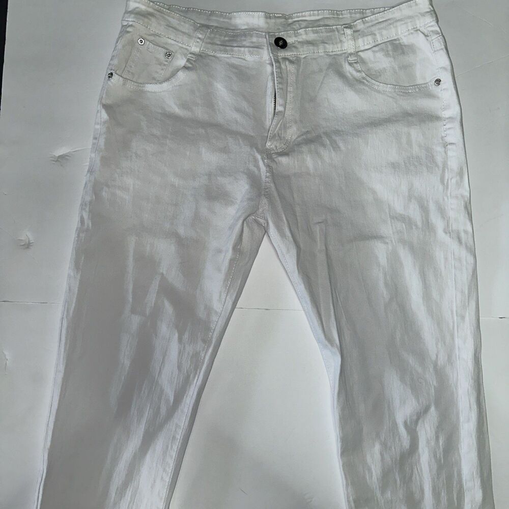 FREDD MARSHALL Jeans Mens 36x30 White Regular Straight Stretch Denim Pants